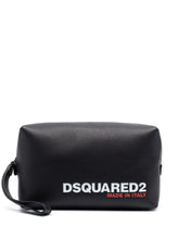 logo print leather wash bag